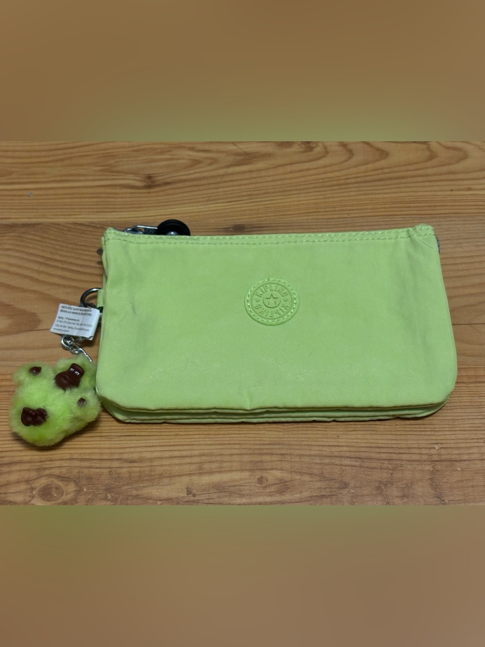 NWT Kipling lime green multi-pocket zip pouch